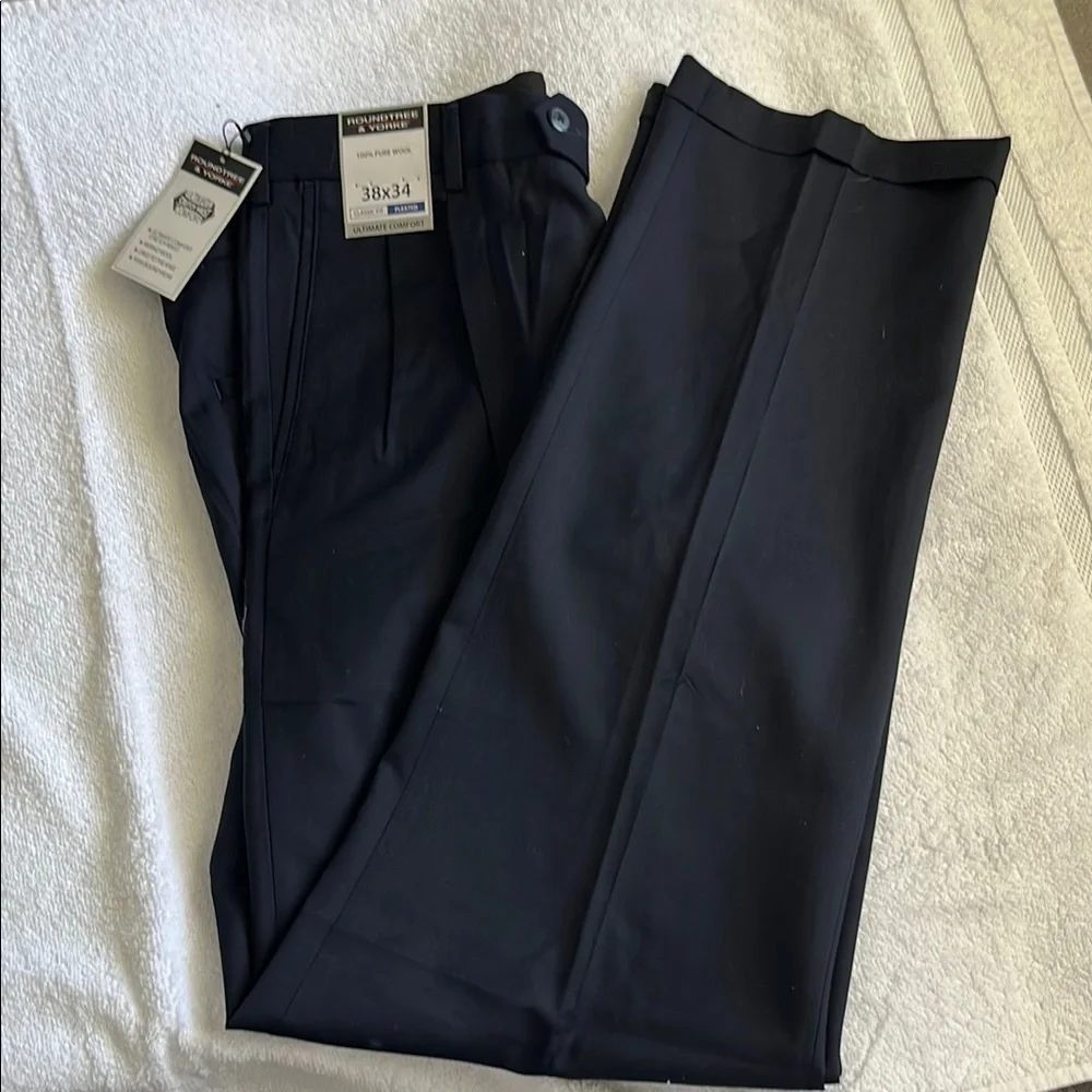 Roundtree & Yorke Blue Dress Pants Classic Fit
